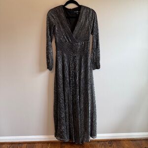 Betsy Adam Full Length Metallic Evening Gown, size 6P - Worn Once!